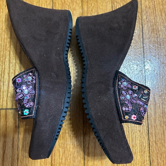 Vintage Y2k "charlotte Russe" Embroidered Embellished Sandals Wedges Size Size 9 - Picture 4 of 13